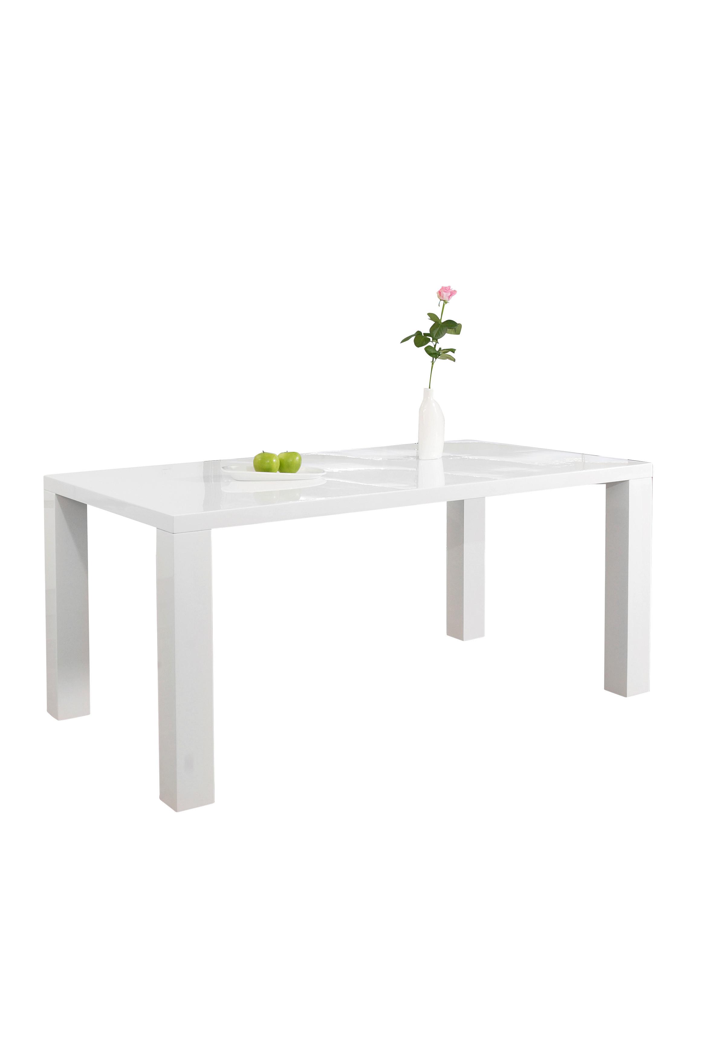 Esstisch Weiß B: 160 Cm - Weiß Hochglanz, MODERN, Holzwerkstoff (160/90/76cm) - Livetastic