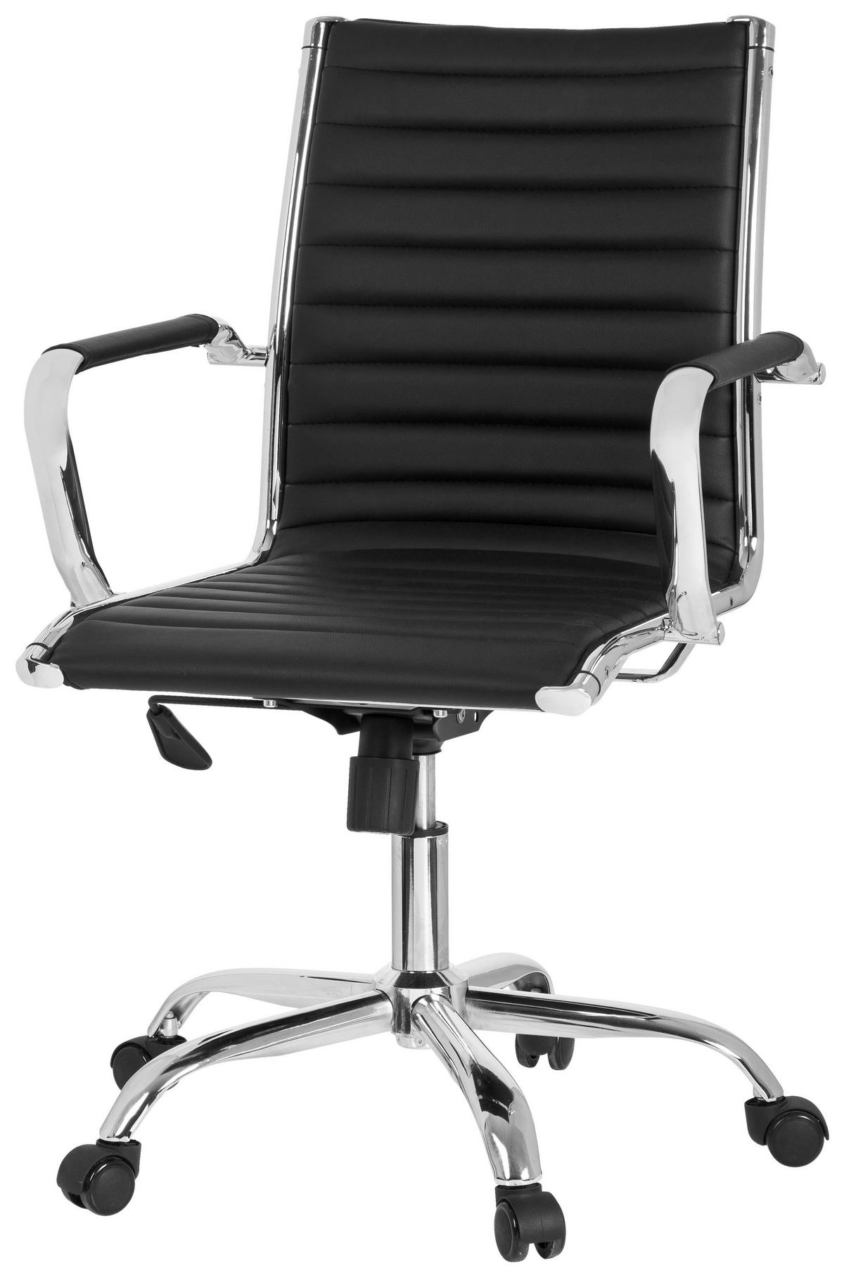 Bürostuhl Vermona Schwarz Bis 110 Kg - Silberfarben/Schwarz, Basics, Kunststoff/Textil (54/102/43cm) - MID.YOU