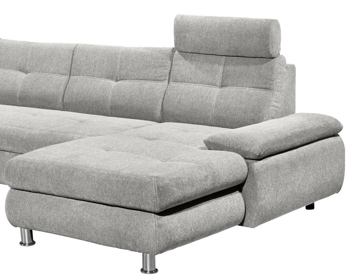 Sedací souprava ALBA U, levá, stříbrná, úl.prostor, lůžko - barvy stříbra, Moderní, textil/plast (233/349/177cm) - MID.YOU