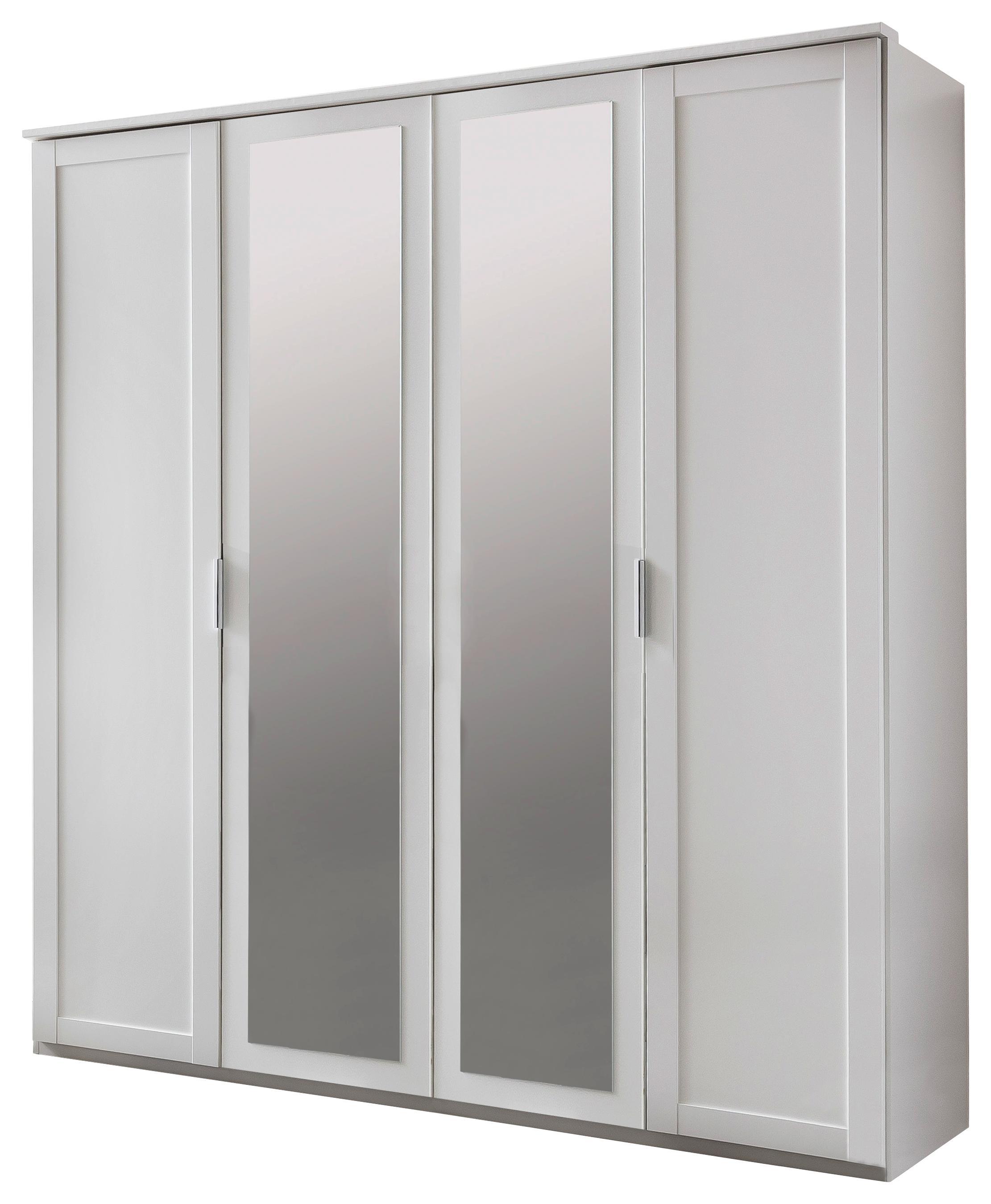 Drehtürenschrank Nadja B: ca. 180 cm - Weiß, KONVENTIONELL, Glas/Holzwerkstoff (180/208/58cm) - Cantus