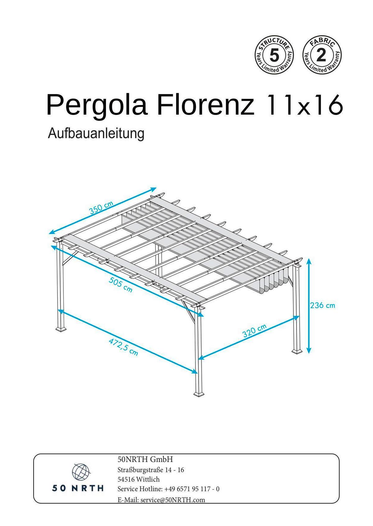 Pavillon Florenz 505x350cm Wetterfest - Hellbraun, Basics, Kunststoff/Metall (505/236/350cm)