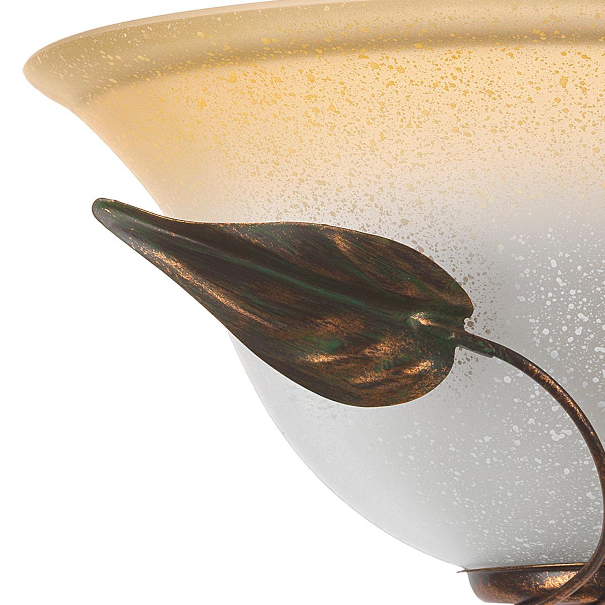 Wandleuchte Bronzefarben Weiß Hg L: 30 cm - Weiß Hochglanz/Bronzefarben, KONVENTIONELL, Glas/Metall (30/14/30cm)