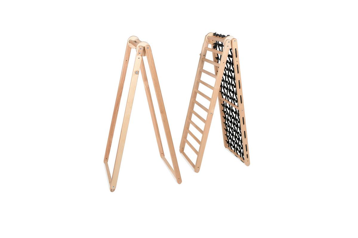 klappbares Klettergerüst mit Sicherheitsmatte - Birkefarben/Schwarz, Basics, Holz (105/110/100cm) - CLIFF
