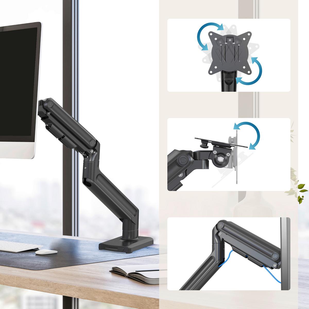 Monitor-Halterung Schwarz B: 40 cm - Schwarz, MODERN, Metall (40/56,5/53,3cm) - MID.YOU