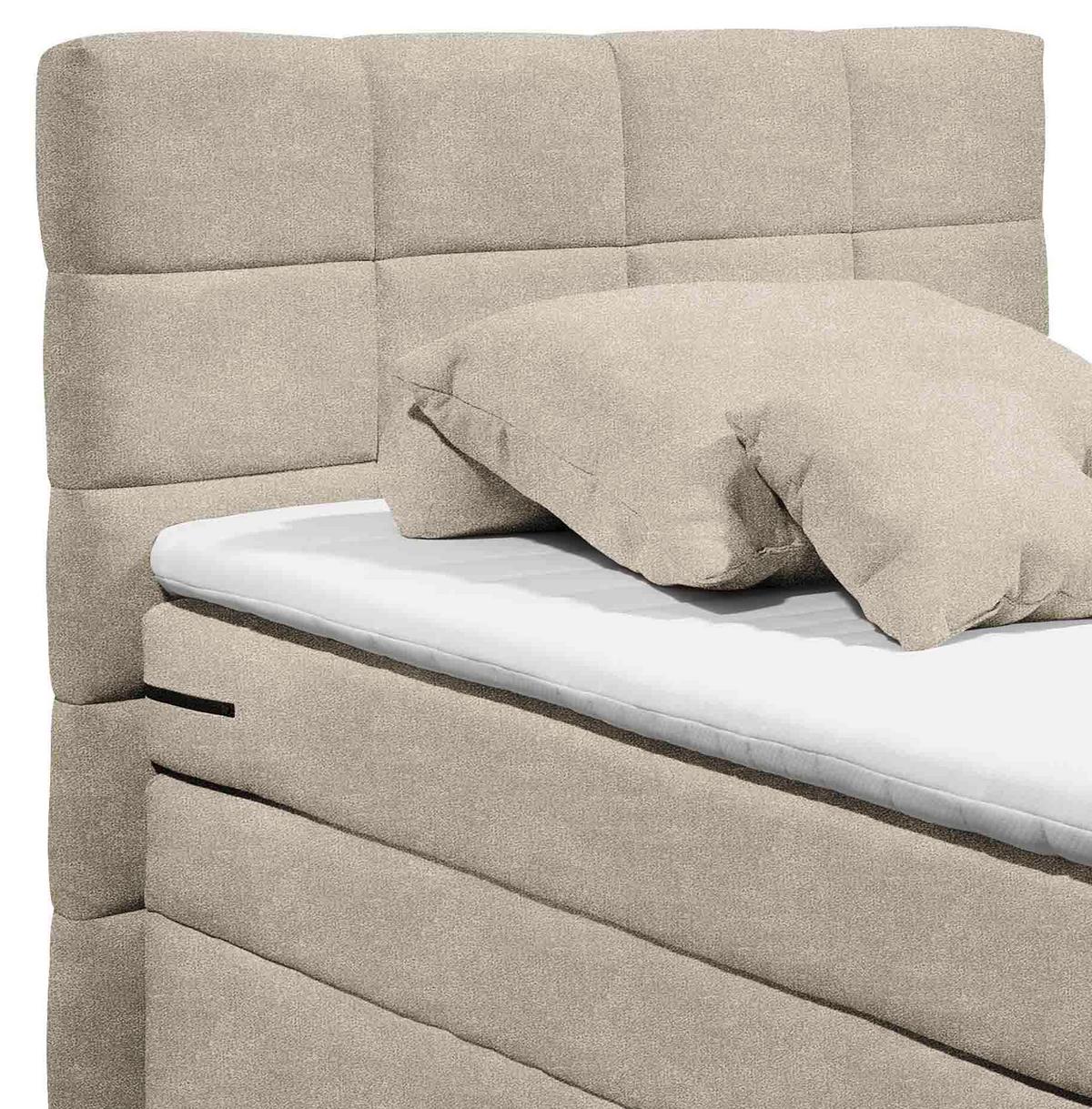 Boxspringbett Mit Topper & Bettkasten 120x200 Tacoma 3 - Sandfarben, KONVENTIONELL, Textil (120/200cm) - MID.YOU