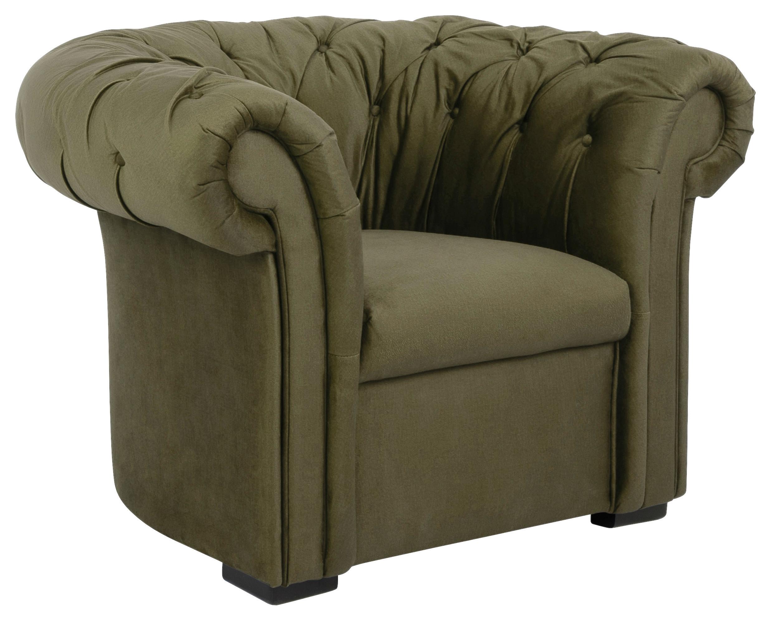 CHESTERFIELD-SESSEL CUPIDO - Schwarz/Olivgrün, Design, Textil (114/78/91cm) - MID.YOU