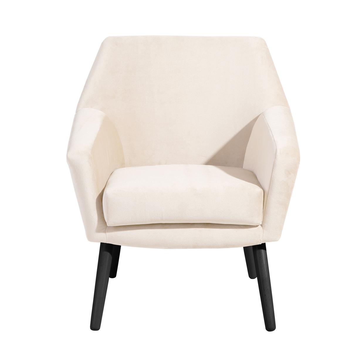 Polstersessel Mit Armlehnen Alegro Samt Creme - Creme/Schwarz, Design, Textil (67/81/71cm) - Max Winzer