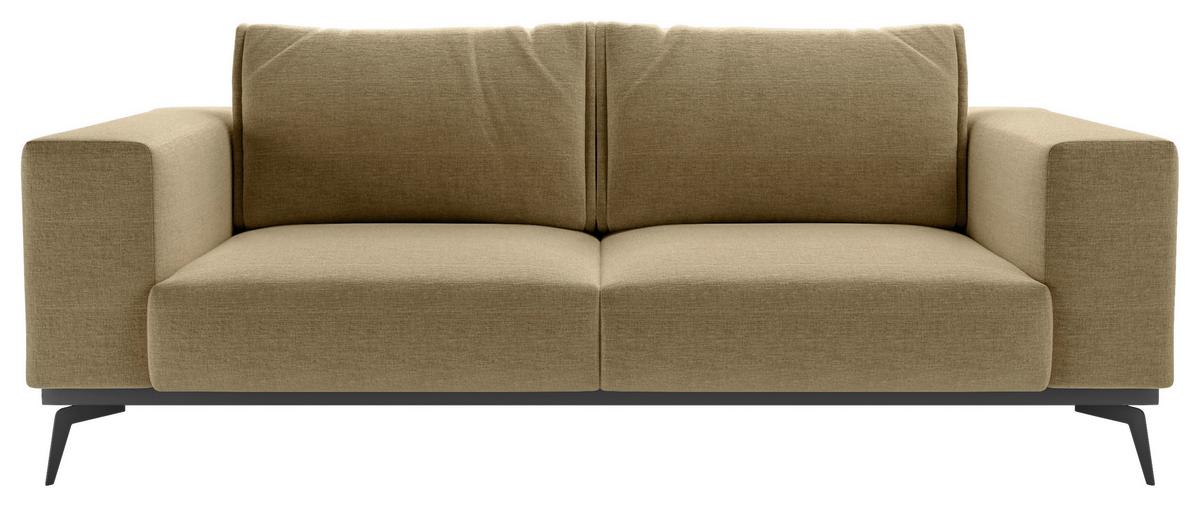 Dvojmiestna pohovka ISOLDE, zlatá - čierna/zlatá, Design, kov/drevo (250/87/95cm) - MID.YOU