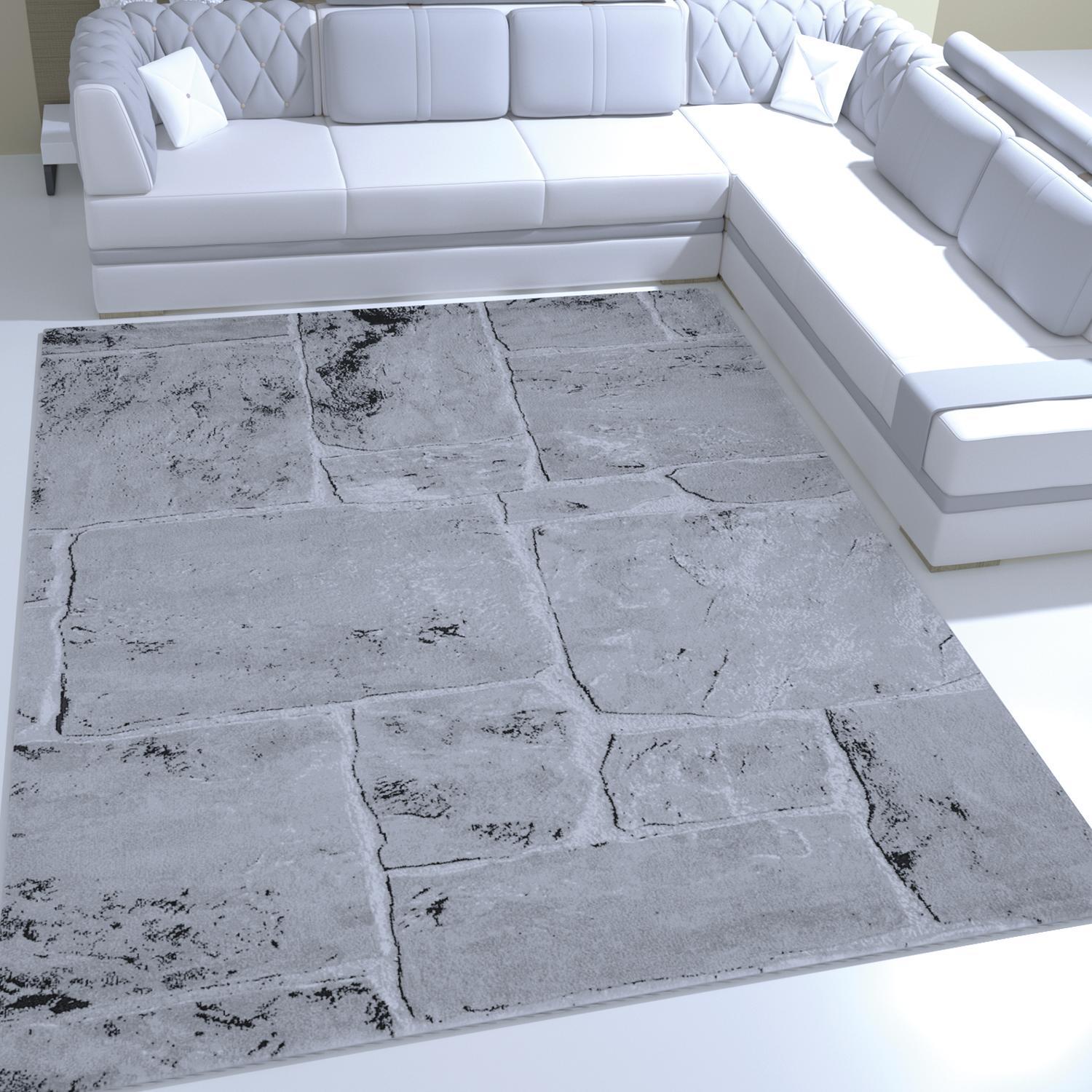 Webeteppich Grau Stein 120x170cm