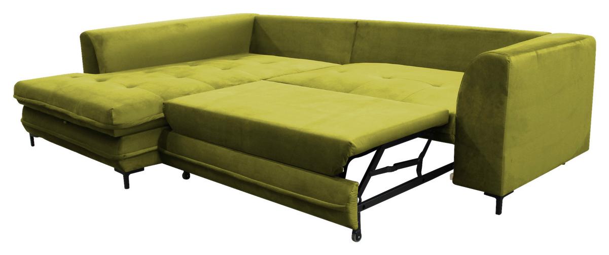 Eckschlafsofa Bello Hellgrün Schlaffunktion Ottomane Links - Schwarz/Hellgrün, Design, Textil (187/277cm) - Livetastic