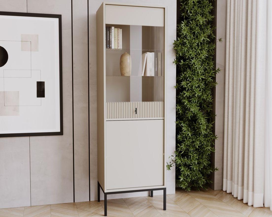 Vitrína, farba kašmírová, š/v: 53,9/175 cm - kašmírová, Design, kompozitné drevo (53,9/175/39cm) - P & B