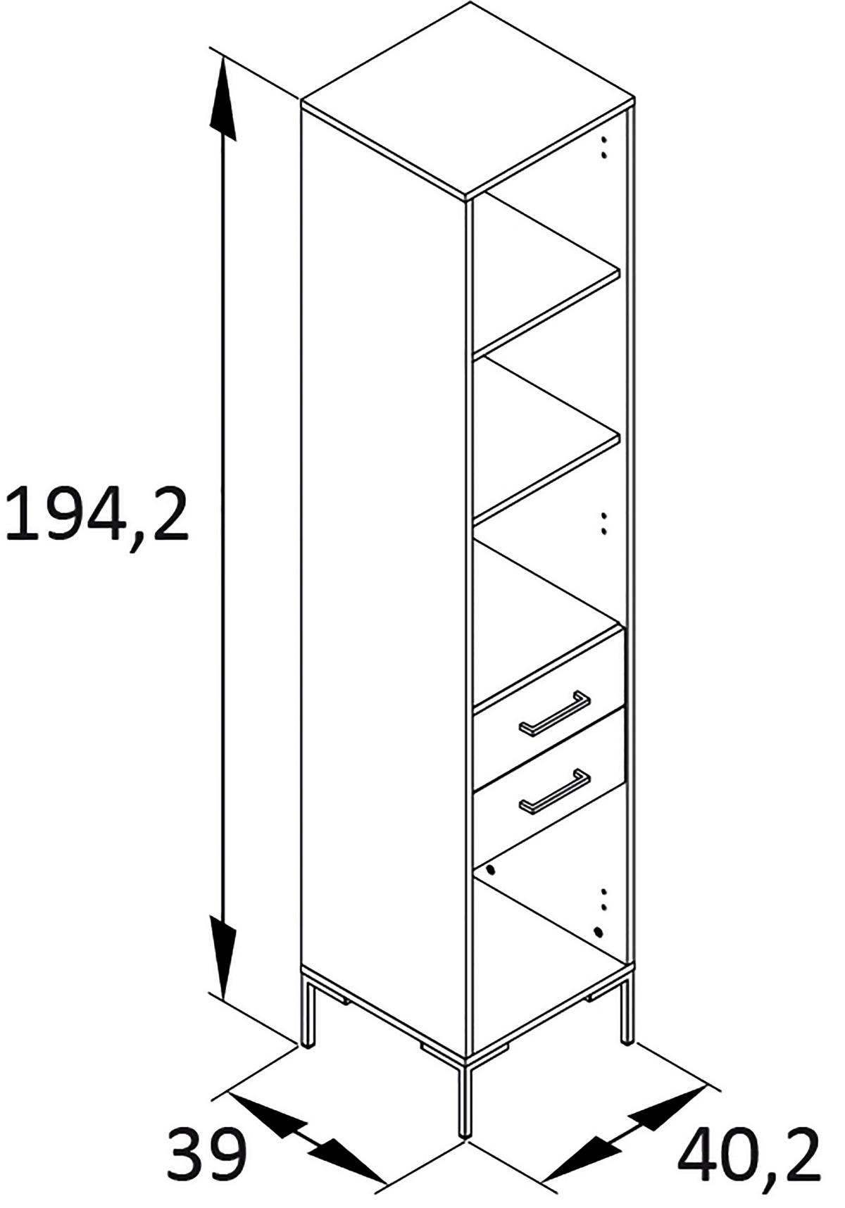 AKTENREGAL SERIE 2000 H 400 R - Schwarz/Weiß, MODERN, Holzwerkstoff (40,2/194,2/39cm)