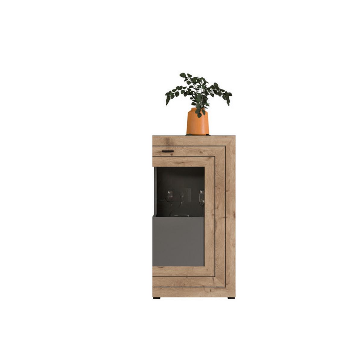 Drehtürenschrank Freno Grau Nb, Nox Oak Dekor B:117cm - KONVENTIONELL, Glas/Holzwerkstoff (117/60/37cm) - MID.YOU