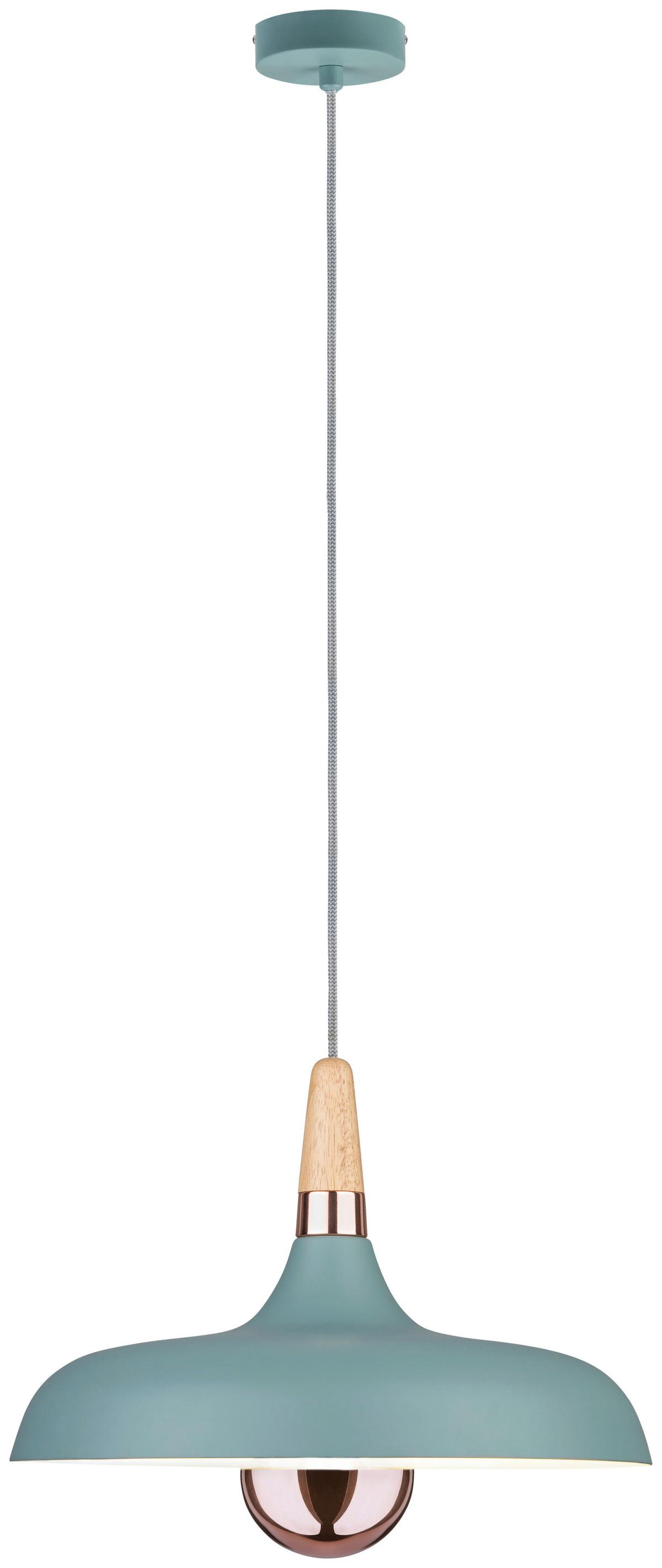 Hängeleuchte Juna H: 145,5 Cm 1-Flammig, Mintgrün, Dimmbar - Mintgrün/Kupferfarben, Design, Holz/Metall (34,2/145,5cm) - Paulmann