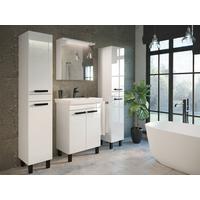 Waschbecken mit Unterschrank Rima B: 65 cm Weiß - Schwarz/Weiß, Basics, Keramik/Holzwerkstoff (65/87/38cm) - P & B