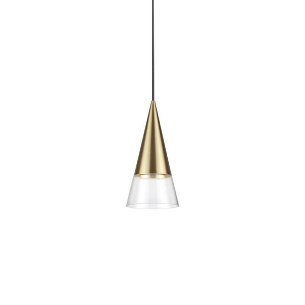 Hängeleuchte Cono Klar Messingfarben D:15cm - Klar/Messingfarben, KONVENTIONELL, Glas/Metall (15/233cm) - Ideal Lux