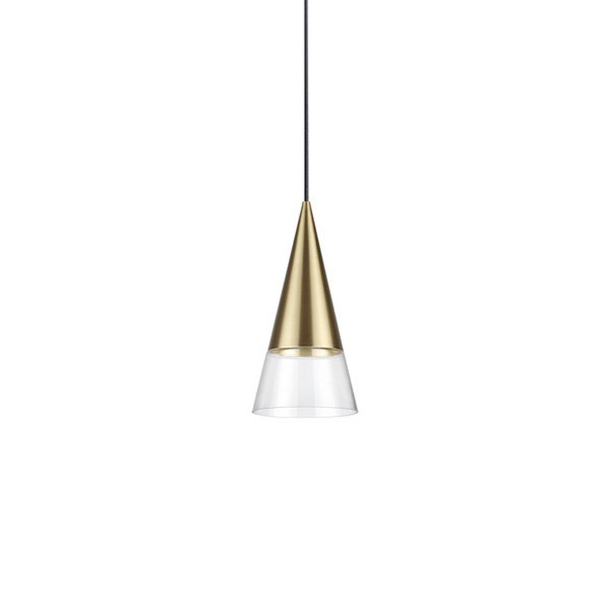Hängeleuchte Cono Klar Messingfarben D:15cm - Klar/Messingfarben, KONVENTIONELL, Glas/Metall (15/233cm) - Ideal Lux