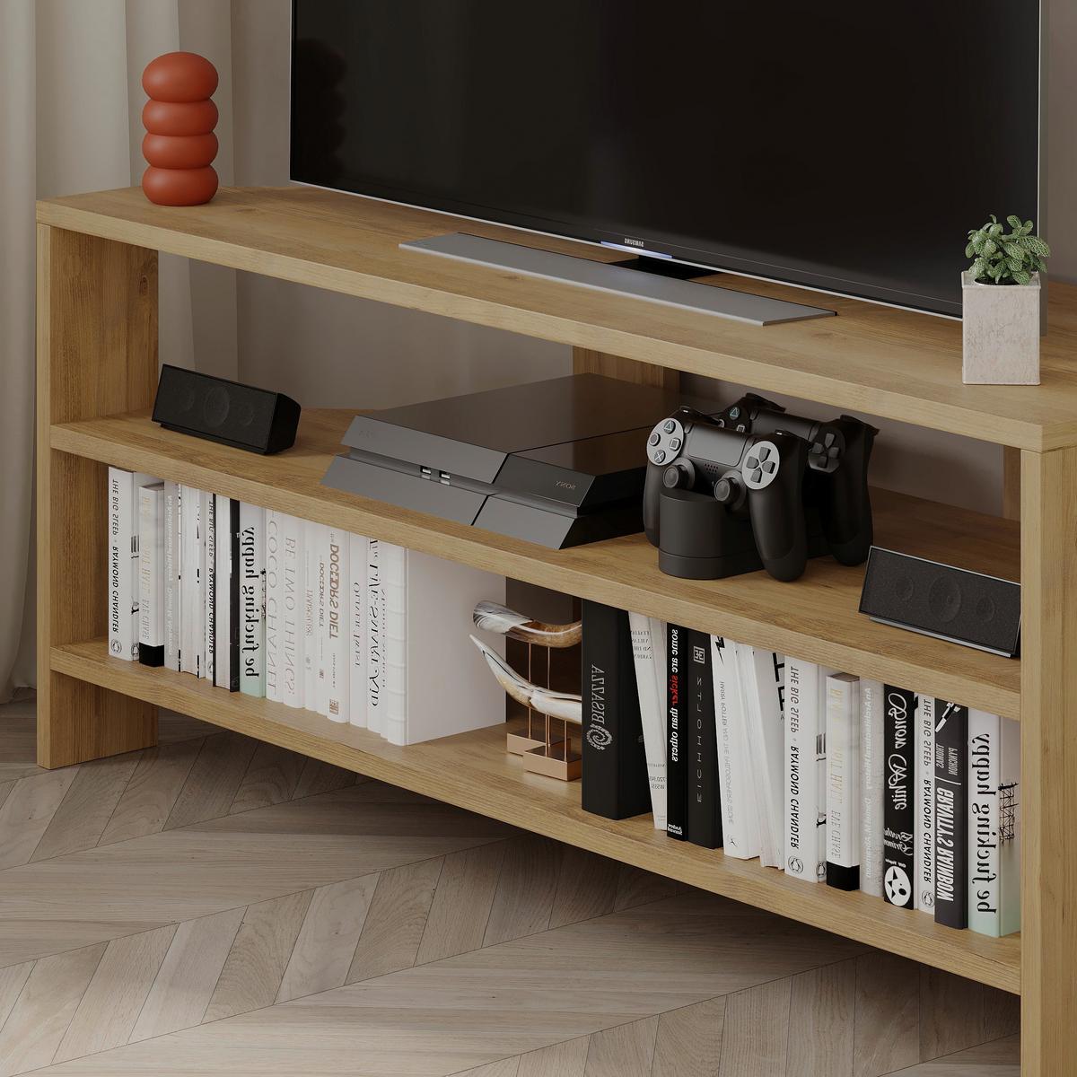 Lowboard Thales Eckfernsehtisch - Eichefarben, Design, Holzwerkstoff (114/45/36cm) - Livetastic
