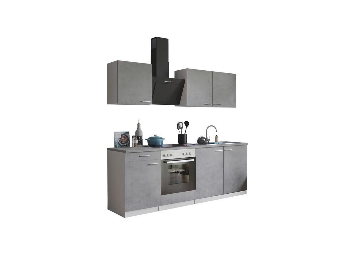 Küchenblock Malia B: 210 cm Grau, mit Geräte - Weiß/Grau, Basics, Holzwerkstoff (210cm) - Respekta