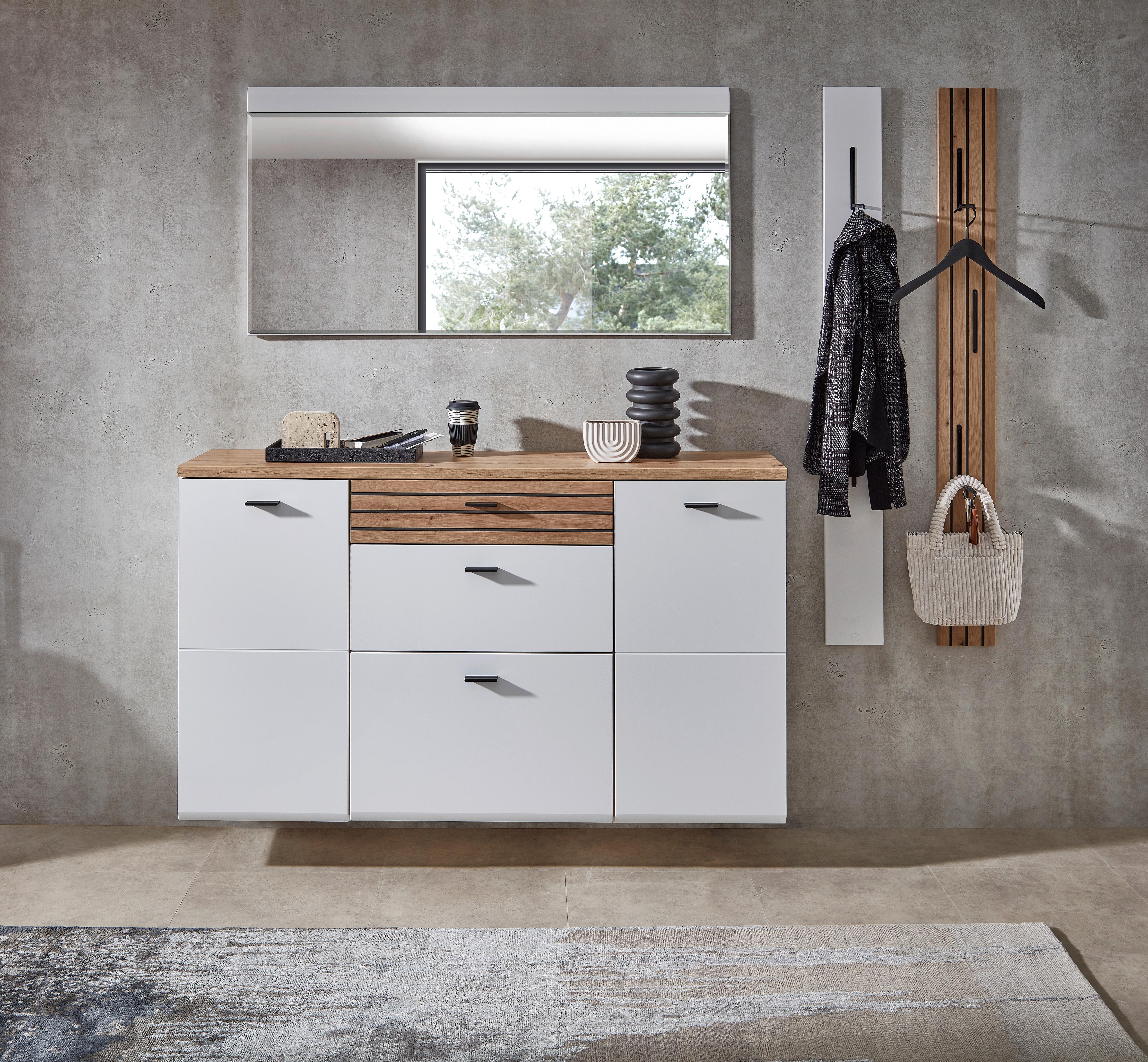 Garderobenpaneel Fresno Schwarz/Eiche Artisan, B: 16cm - Schwarz/Eiche Artisan, Design, Holzwerkstoff (16/150/2cm) - Livetastic