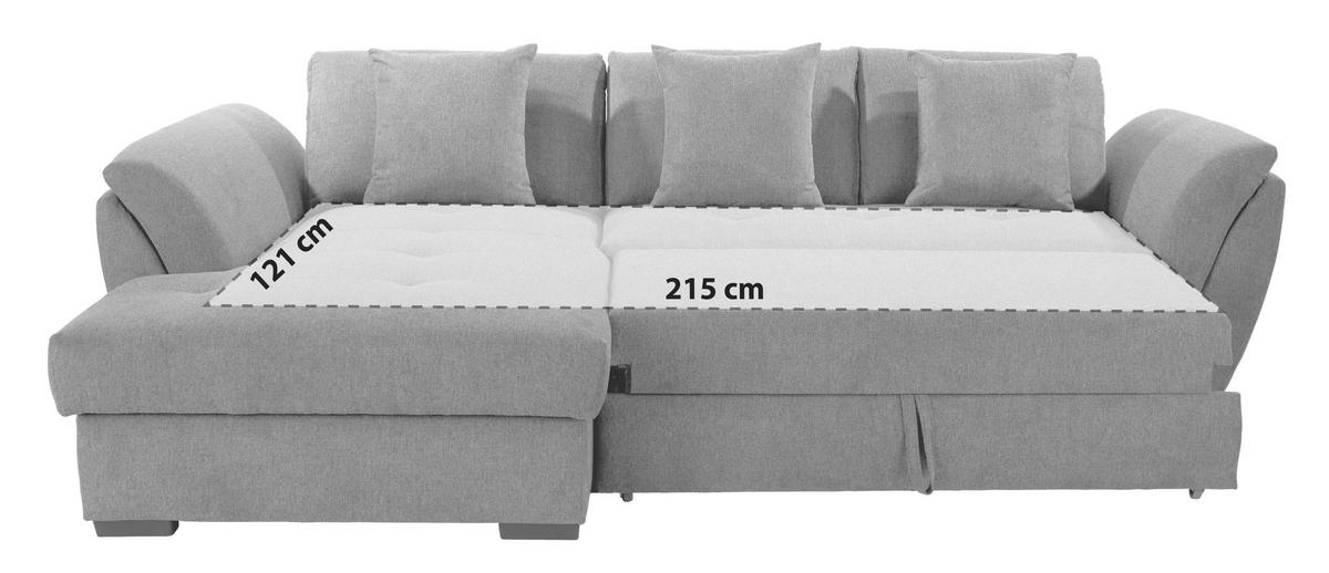 Ecksofa mit Schlaffunktion Berisso new Greige 187x278 cm - Greige/Schwarz, KONVENTIONELL, Textil (187/278cm) - Ondega