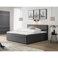 Boxbett mit Topper 160x200 Antonio - Schwarz/Grau, KONVENTIONELL, Holz/Holzwerkstoff (160/200cm) - P & B