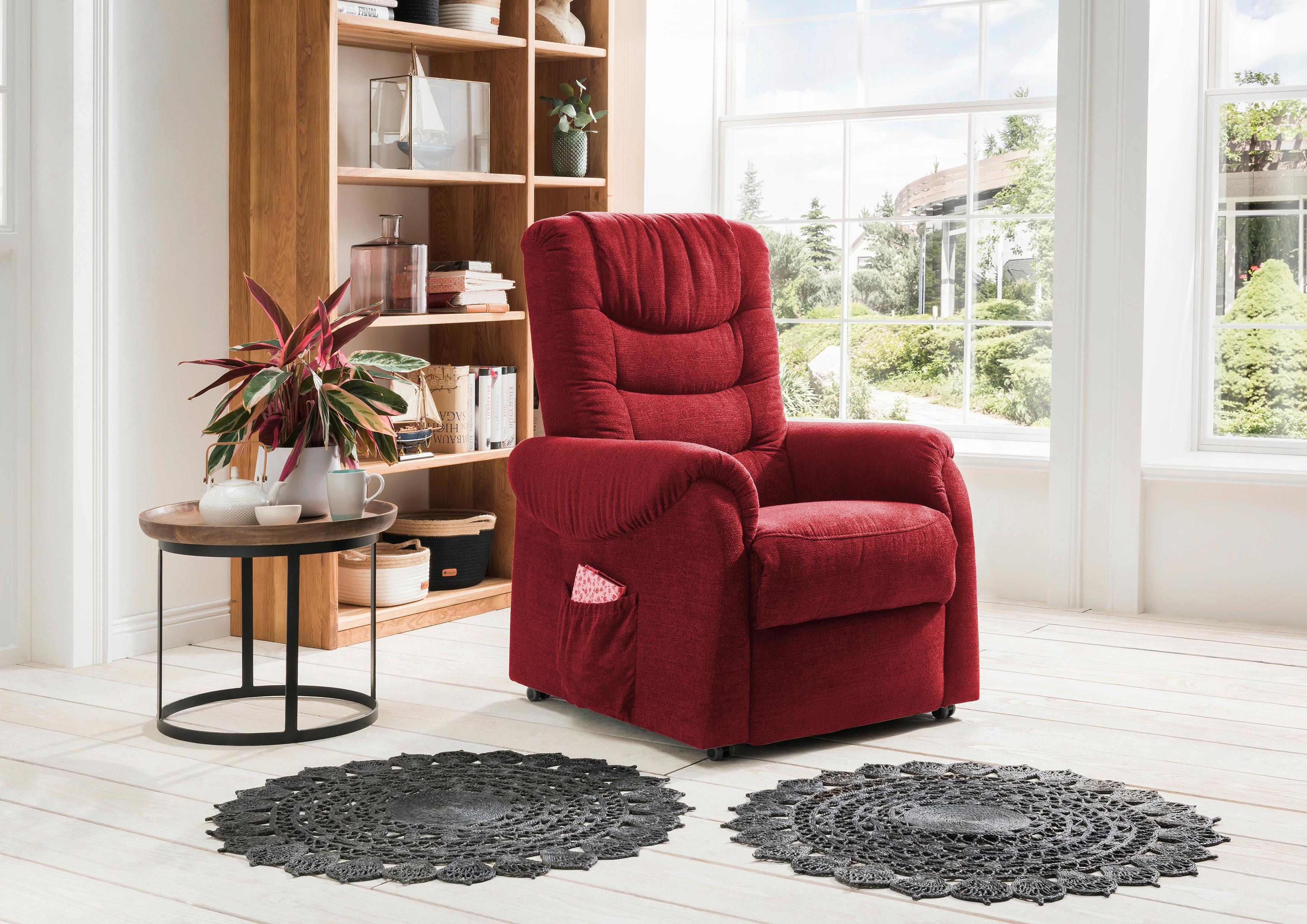 Fernsehsessel Nino Rot B: 76 Cm - Dunkelgrün/Rot, Design, Holz/Textil (76/106/94cm) - Livetastic