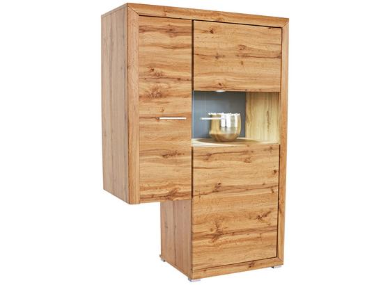 Vitrína Tizio - šedá/barvy dubu, Moderní, dřevěný materiál/sklo (103,8/151/41cm) Vitrína Tizio - šedá/barvy dubu, Moderní, dřevěný materiál/sklo (103,8/151/41cm)