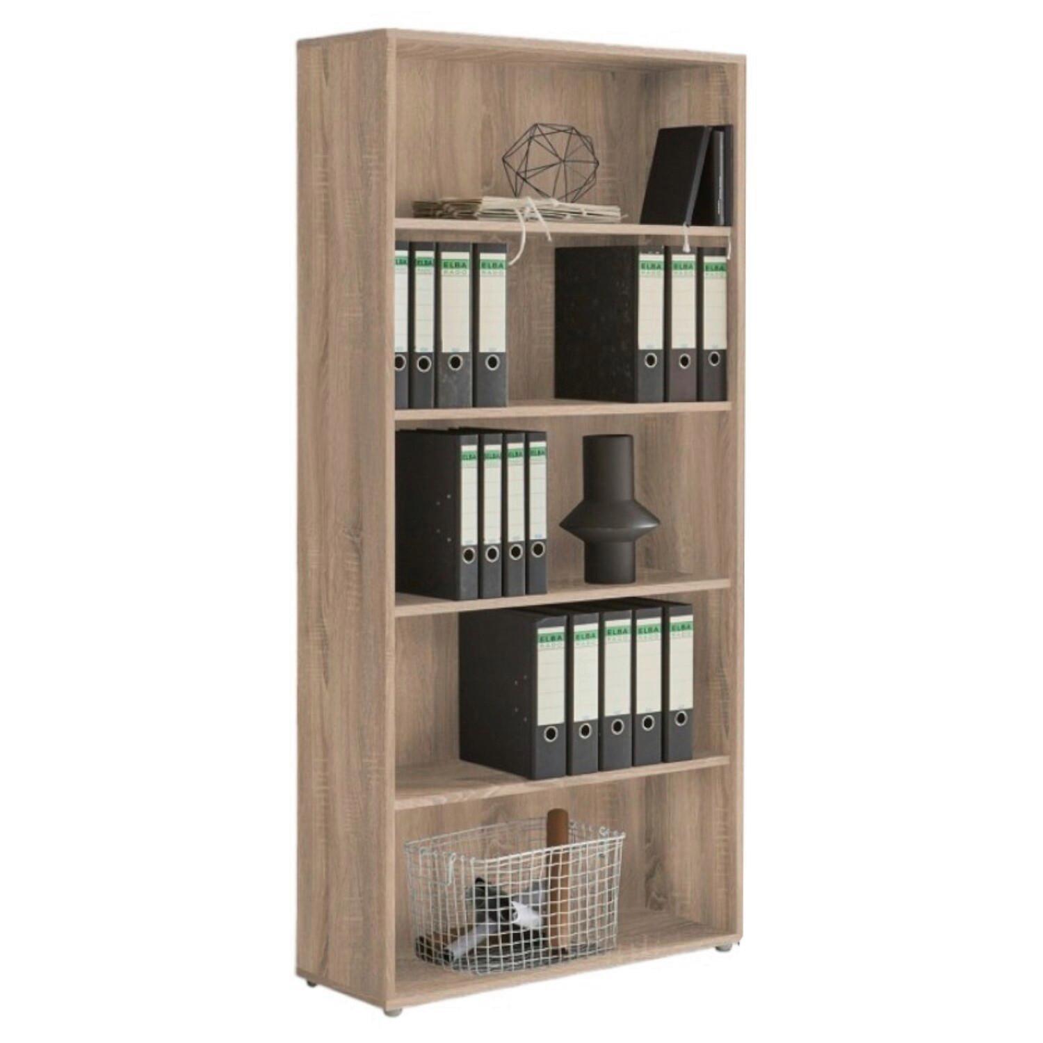 Aktenregal Sonoma Eiche Dekor B: 84,4cm - Silberfarben/Sonoma Eiche, MODERN, Holzwerkstoff (84,4/185,6/33cm) - MID.YOU