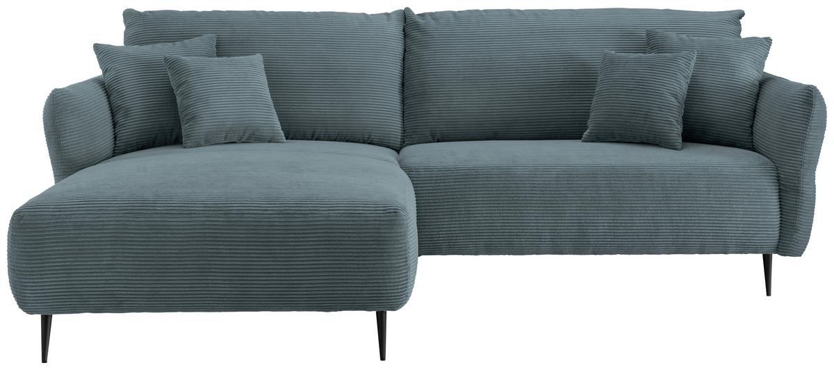 Ecksofa Vanilla Petrol S: 178x264-302 cm - Petrol/Schwarz, Design, Textil (178/264-302cm) - Livetastic