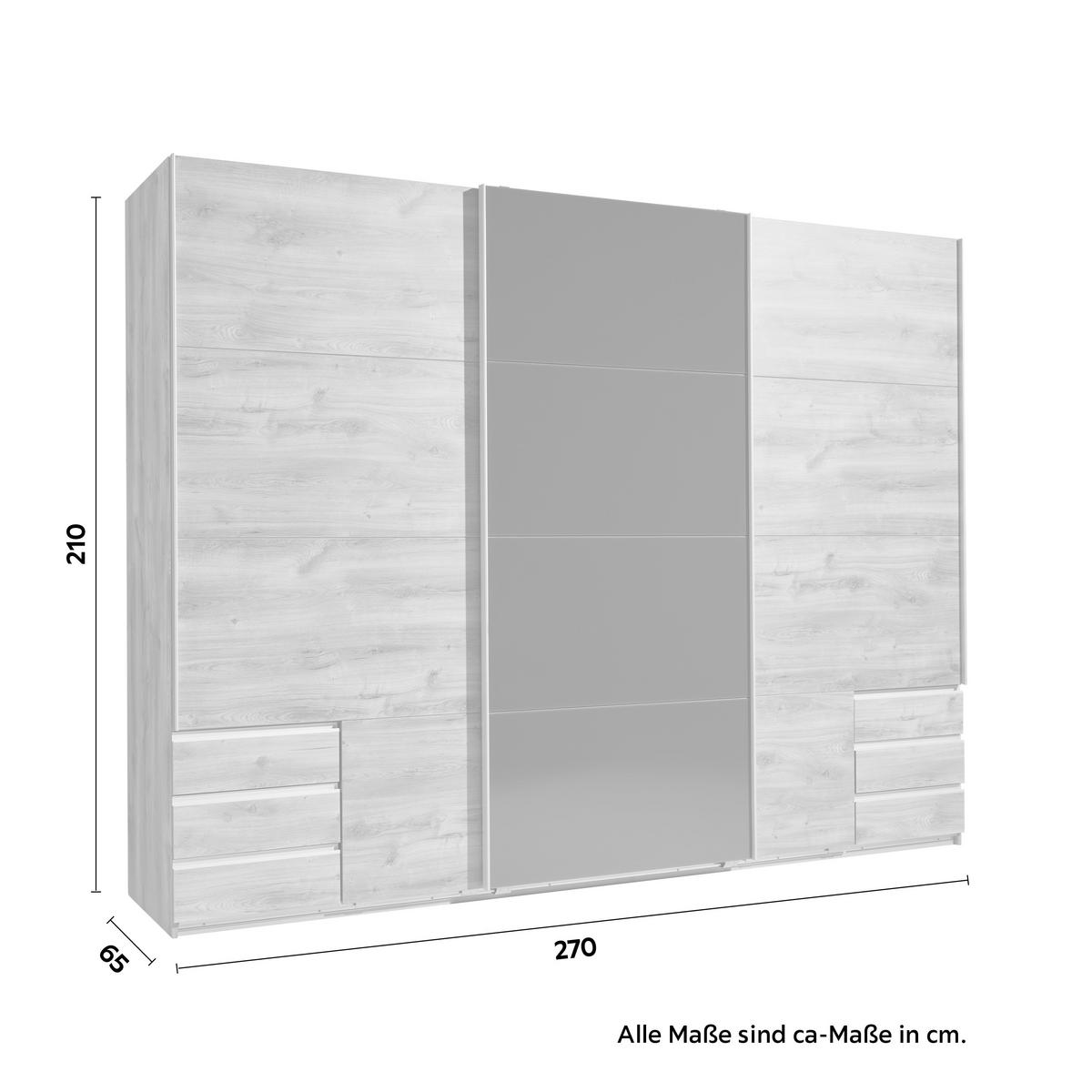 SKRIŇA S POS. DVER. – HOR.VED VALENCIA - sivá/farba duba, Konventionell, kov/kompozitné drevo (270/210/65cm) - Mömax