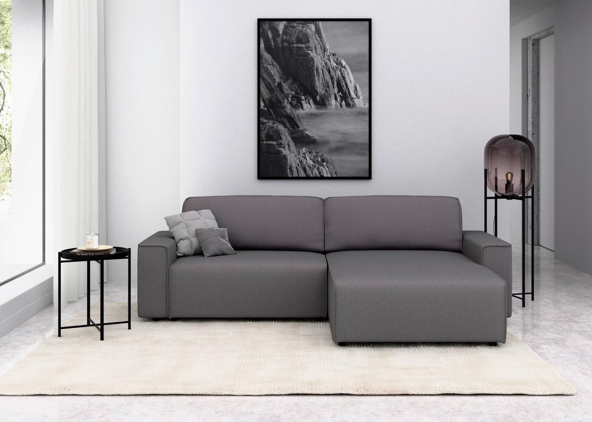Ecksofa Chance, D.grau S: 265x164 cm - Dunkelgrau/Schwarz, MODERN, Textil (265/164cm) - Trendmanufaktur