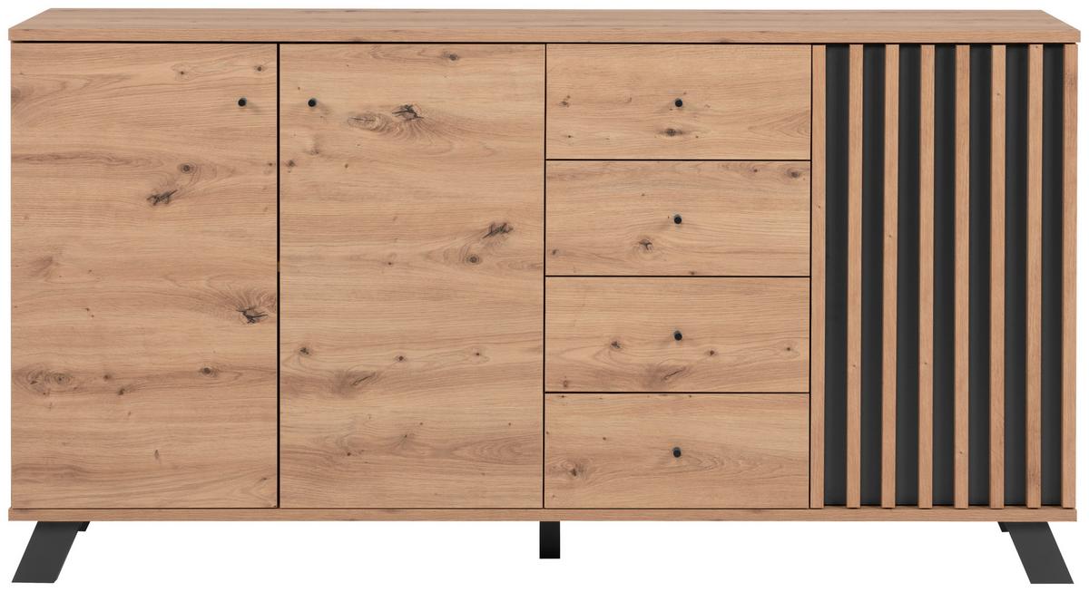 Sideboard mit Einlegeböden 160 cm Medan Anthrazit/Eiche Dekor - Anthrazit/Eiche Artisan, LIFESTYLE, Holzwerkstoff (160/85/40cm) - MID.YOU