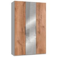 Drehtürenschrank B: 150 cm Level Weiß/Eichefarben - Eichefarben/Alufarben, MODERN, Holzwerkstoff (150/236/58cm) - MID.YOU