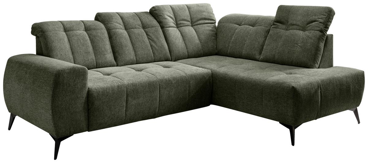 Ecksofa Sano, Grün S: 261x200 cm - Schwarz/Grün, MODERN, Textil (261/200cm) - Livetastic