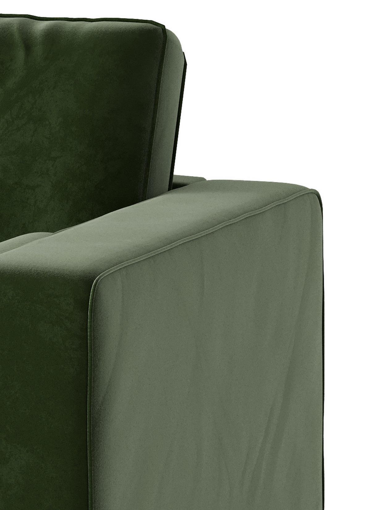 Ecksofa Scott - Edelstahlfarben/Olivgrün, Design, Textil (259/205cm) - Livetastic