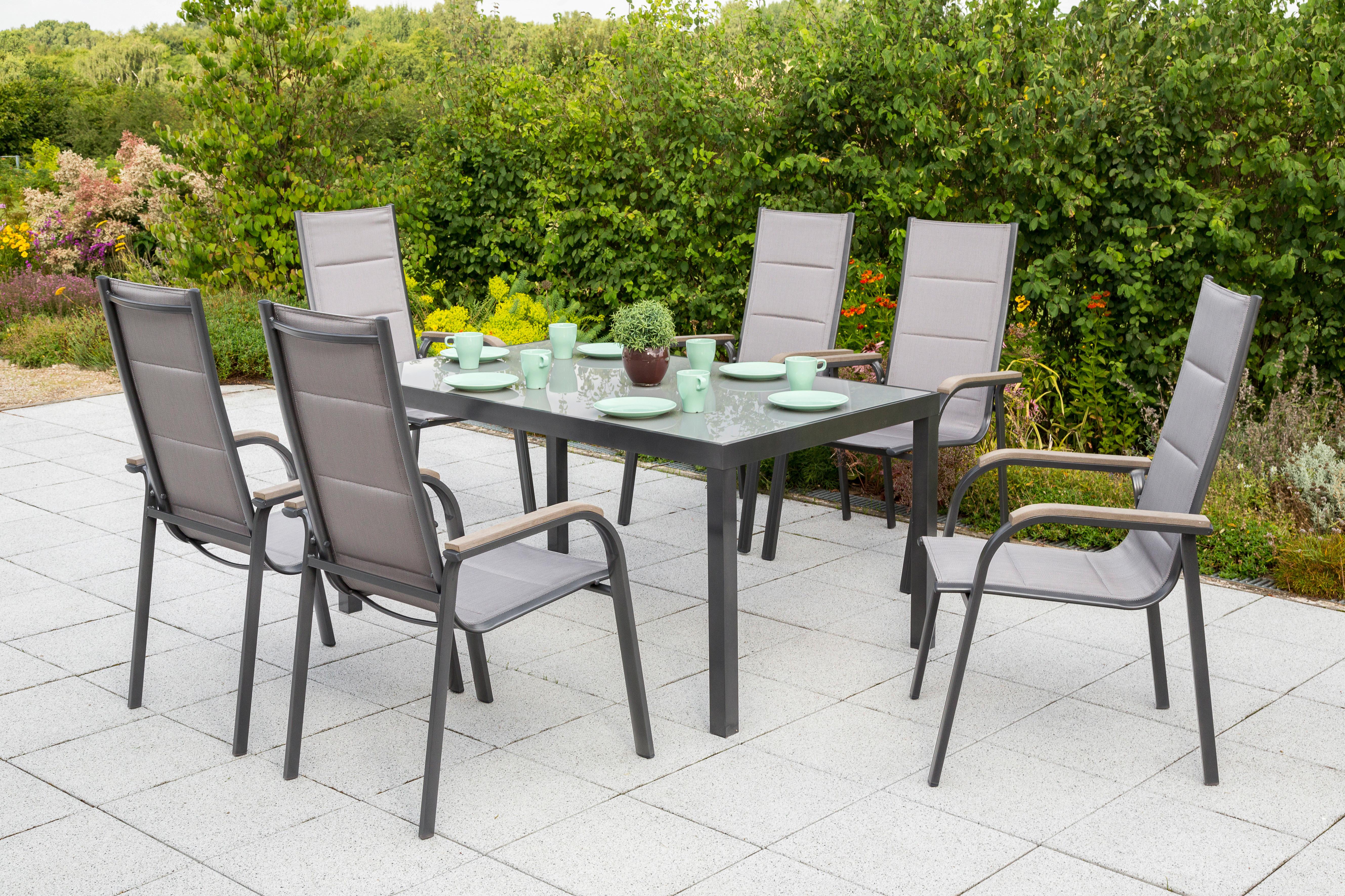 Gartenset Trivero - Graphitfarben/Braun, MODERN, Textil/Metall - Gardenson