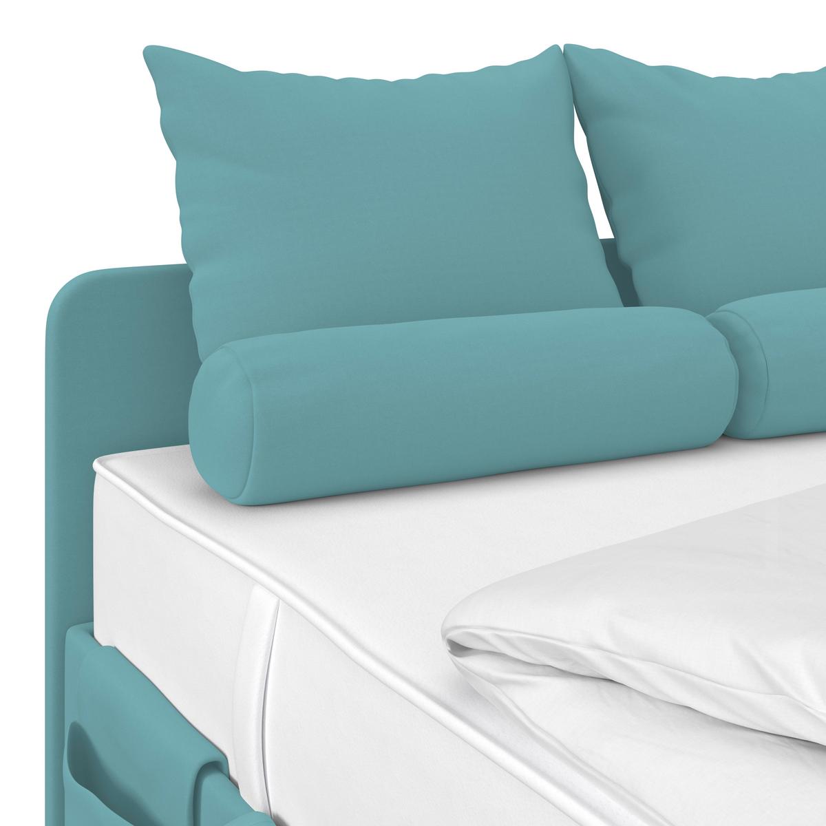 Polsterbett Remi - Türkis/Chromfarben, MODERN, Holz/Textil (120/200cm)