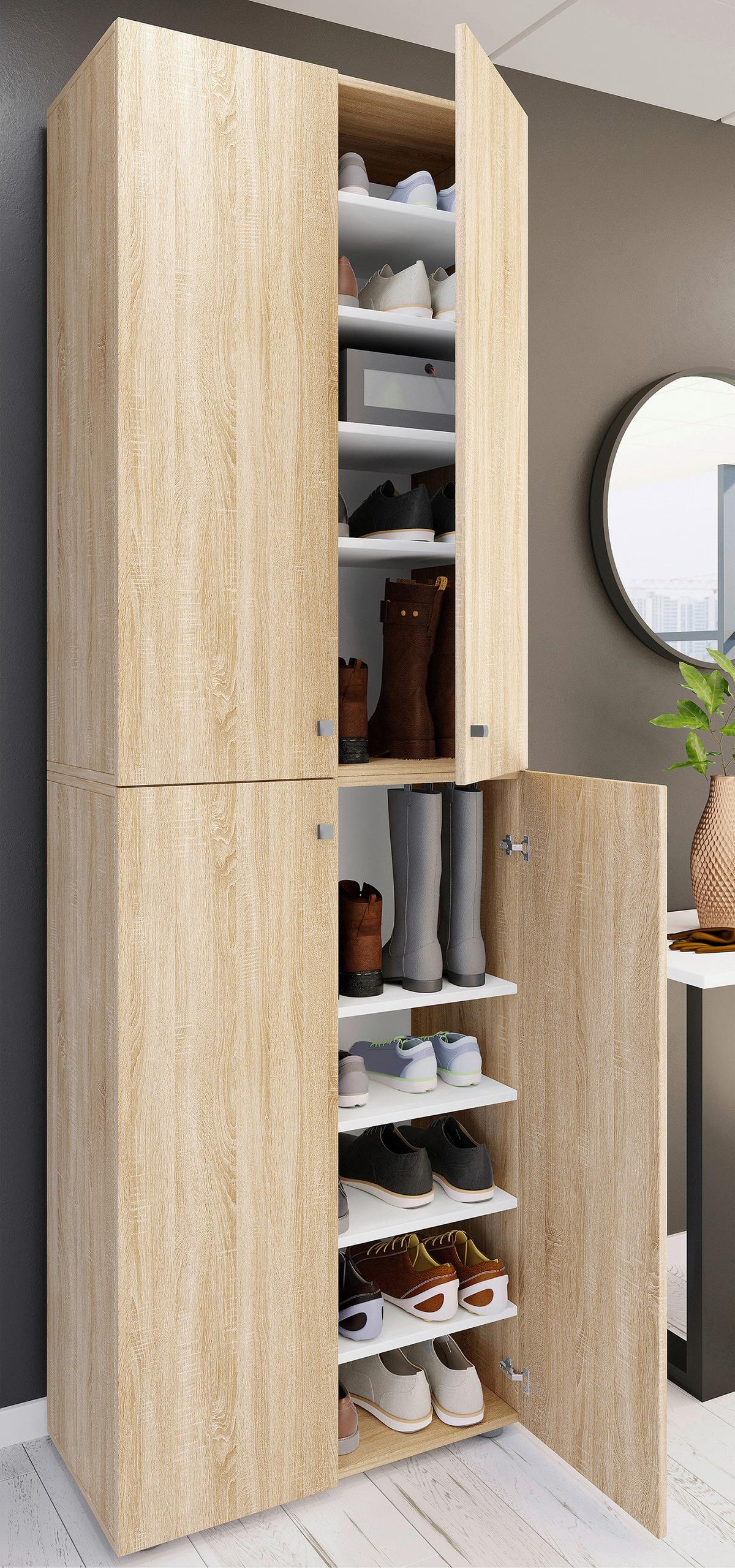 Schuhschrank Lona Sonoma Eiche Dekor B:70cm - Schwarz/Sonoma Eiche, Design, Holzwerkstoff (70/220/40cm) - MID.YOU