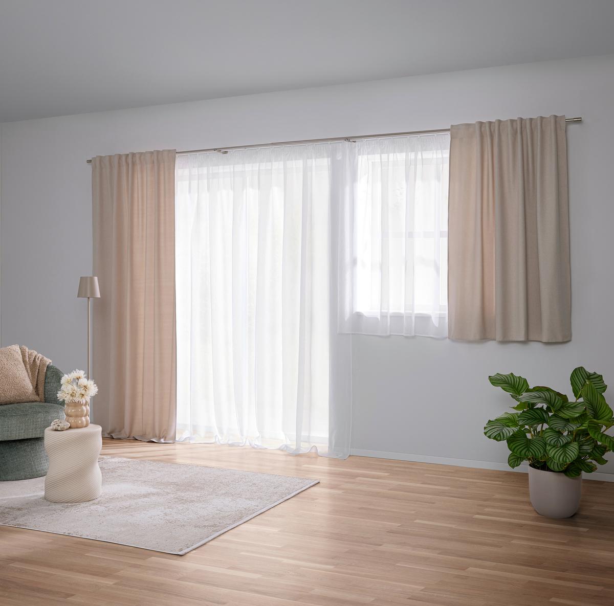 HOTOVÝ ZÁVĚS ULRICH 145CM - pískové barvy, Moderní, textil (135/145cm) - Modern Living