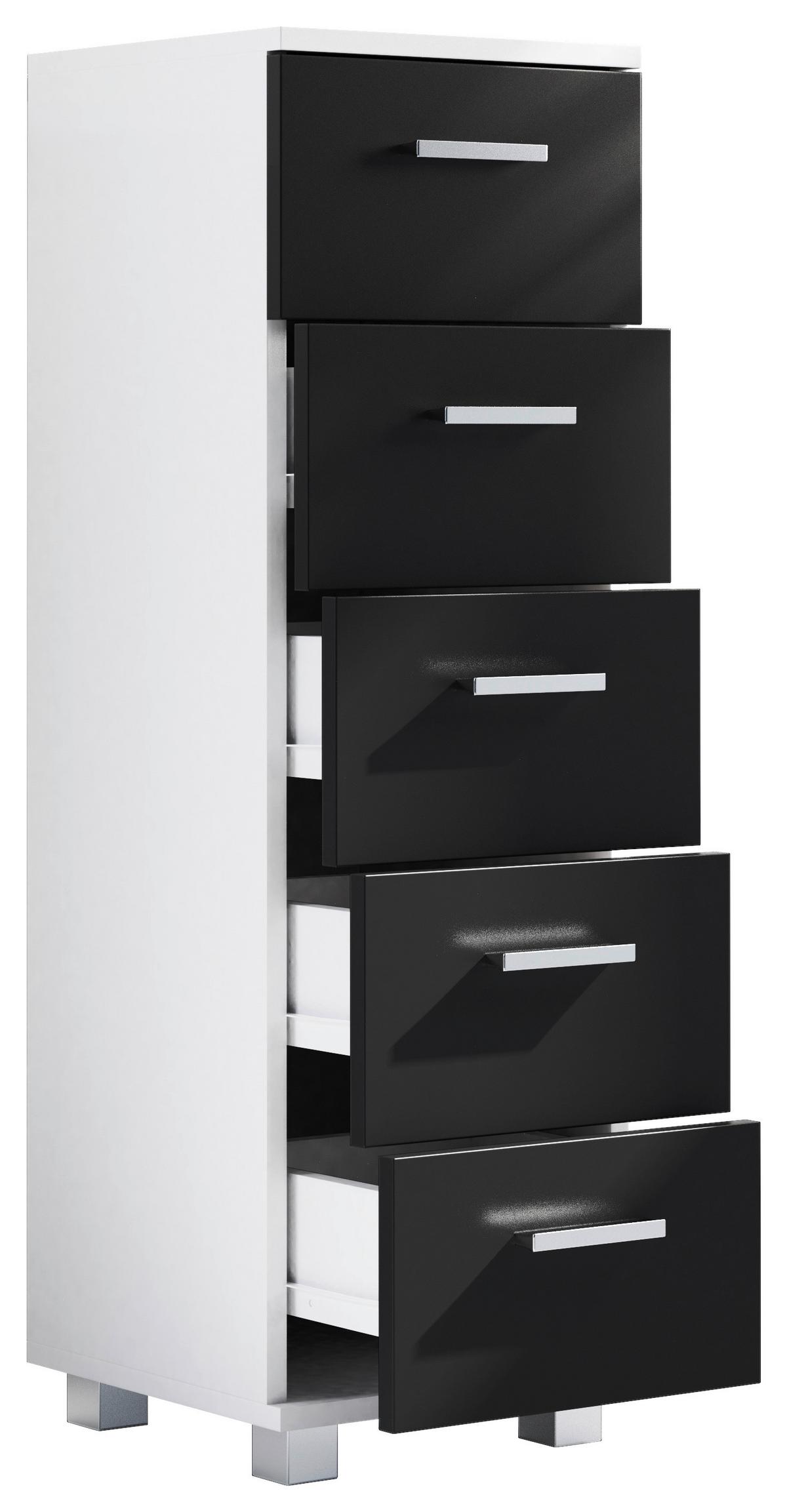 Highboard Zalo M Weiß/schwarz B: 30 Cm - Schwarz/Weiß, MODERN, Holzwerkstoff (30/94/30cm) - MID.YOU