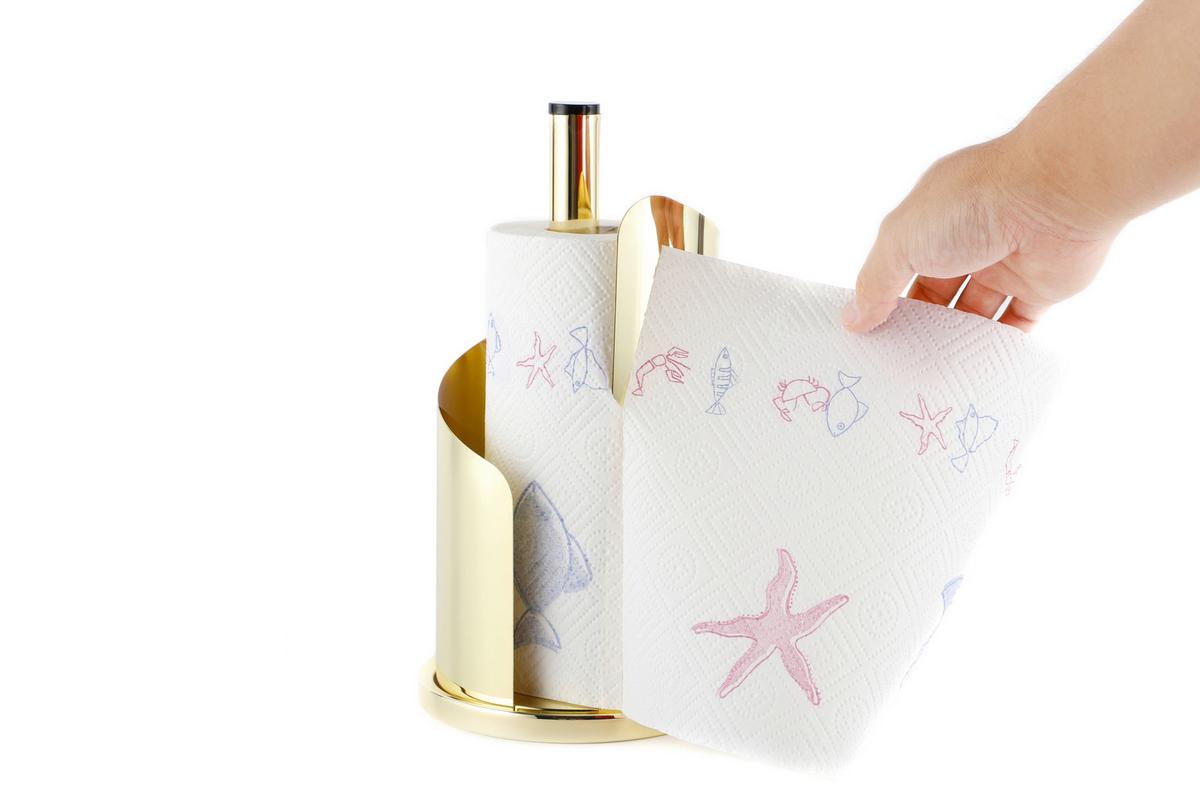 Küchenrollenhalter Edelstahl Goldfarben Rutschfest - Goldfarben, Basics, Metall (15,5/33cm) - Echtwerk
