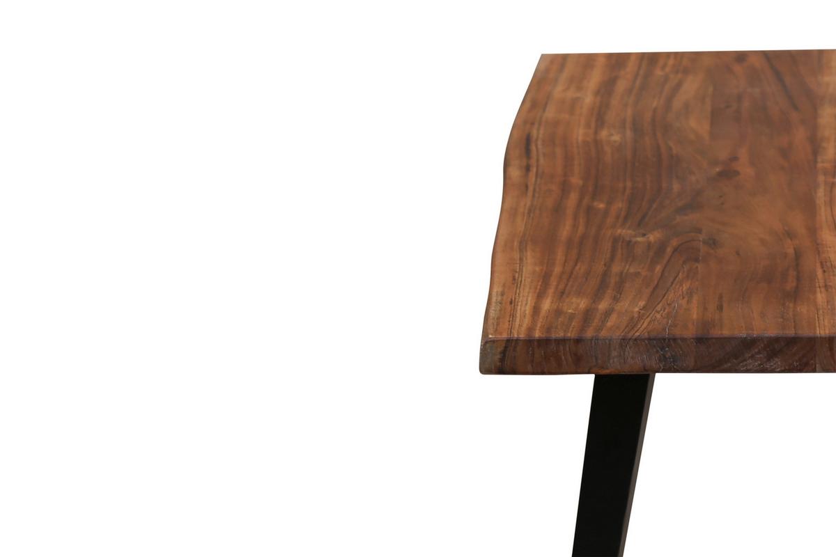 Couchtisch Holz Massiv/Metall Caddy Akazie/Schwarz - Schwarz/Akaziefarben, MODERN, Holz/Metall (110/60/45cm) - MID.YOU