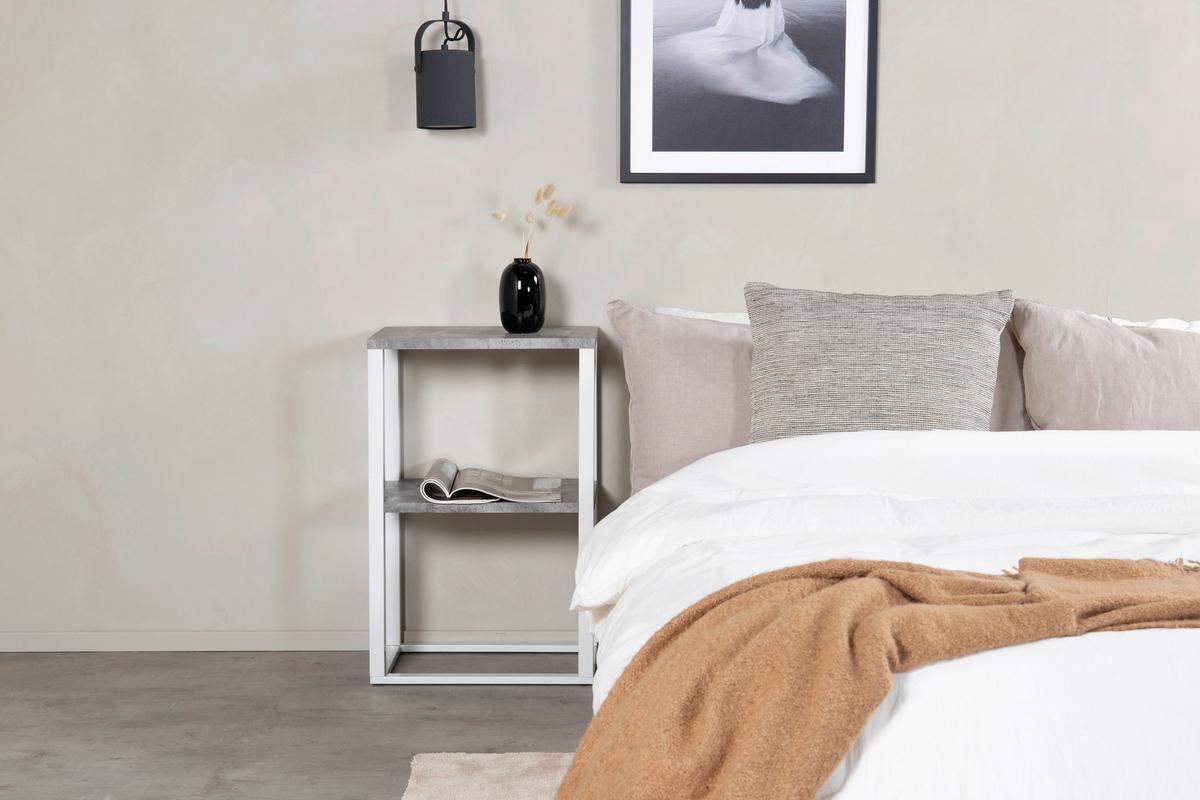 Nachttisch Rise - Weiß/Grau, Design, Holzwerkstoff/Metall (30/68/30cm) - Livetastic