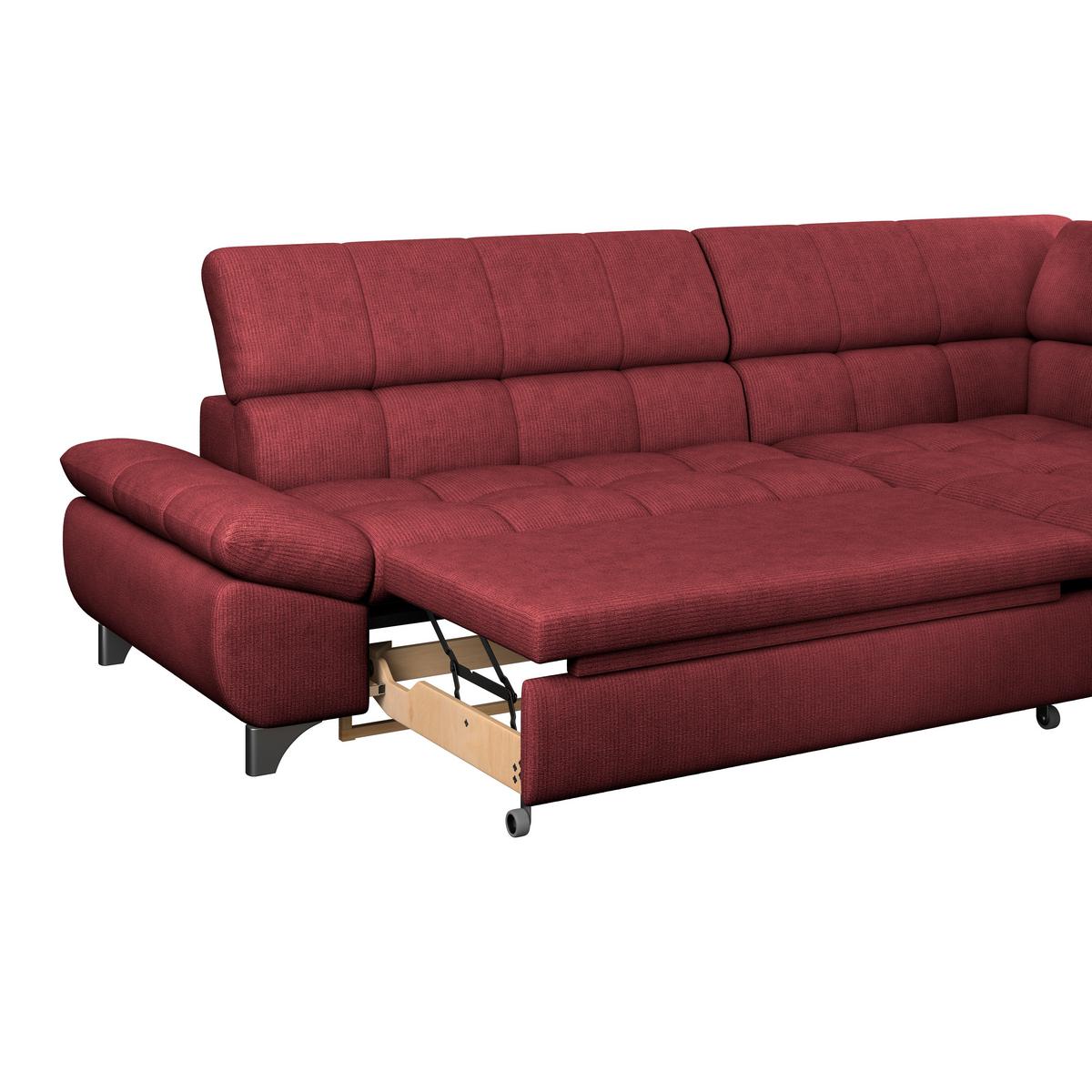 Ecksofa Mit Schlaffunktion Gemini Bordeaux 312x234 Cm - Chromfarben/Bordeaux, KONVENTIONELL, Textil (312/234cm)