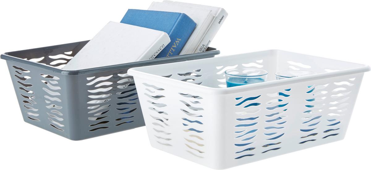 Tárolókosár Zebra - antracit/fehér, Konventionell, műanyag (30/20/11,1cm) - Homezone