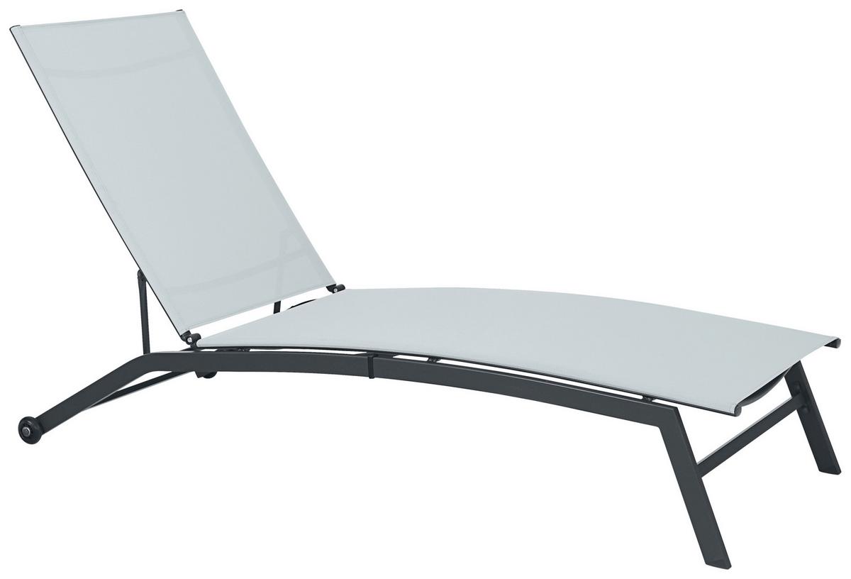 Sonnenliege Chaise Metall Verstellbar - Anthrazit/Weiß, Basics, Metall (195/90/63cm)