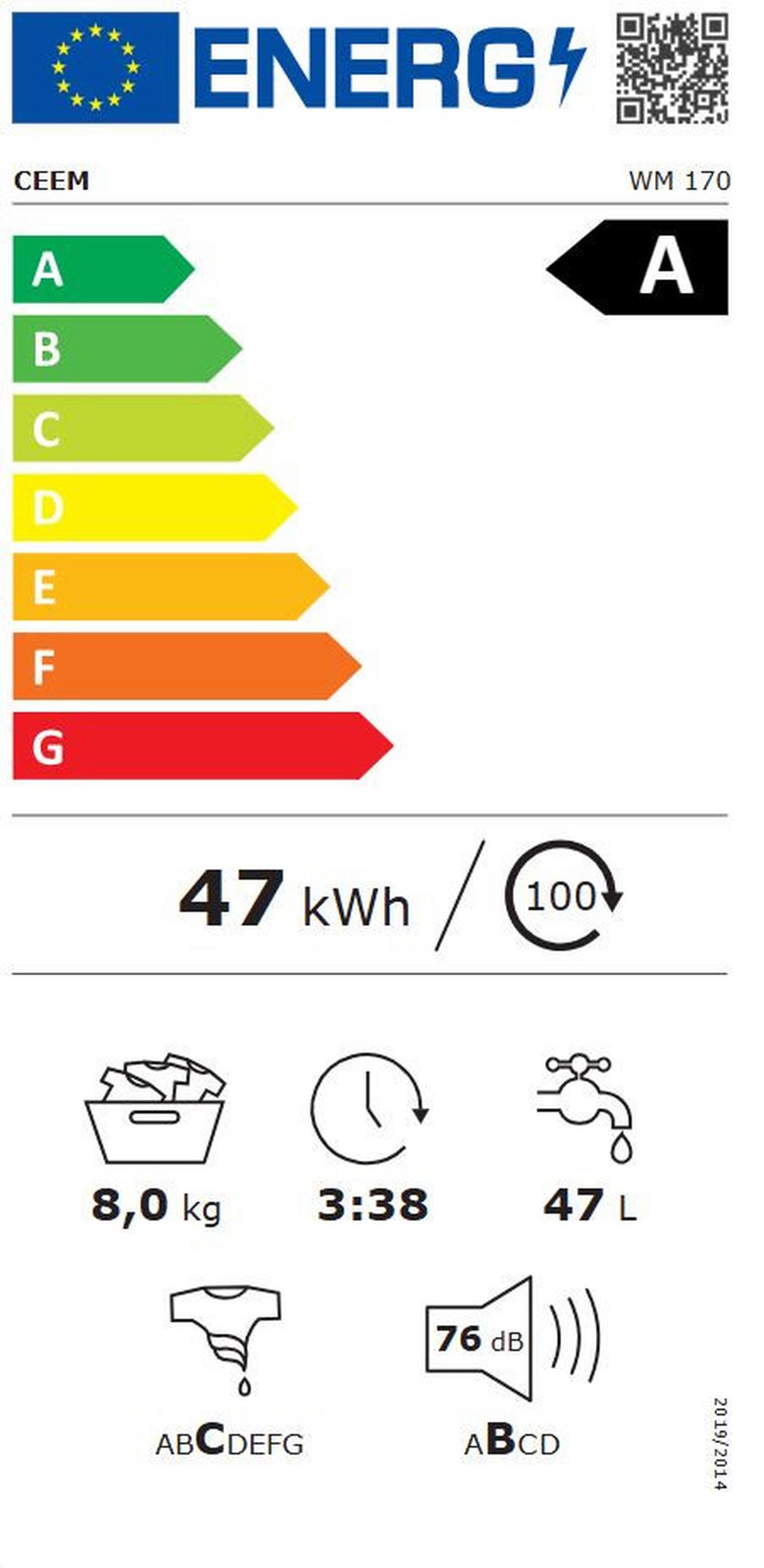 Waschmaschine Wm 170 - Weiß, Basics, Glas/Kunststoff (59,5/84,7/52cm) - CEEM