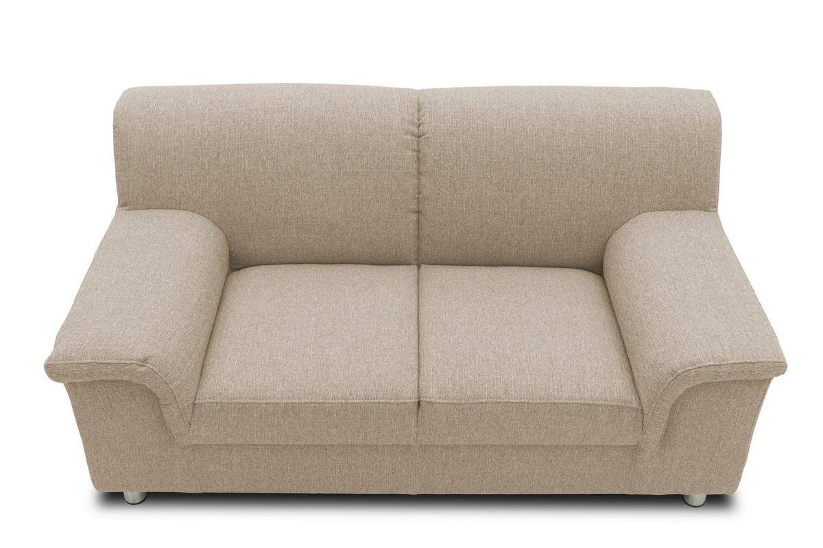 2-Sitzer-Sofa Jamie Armlehnen Beige Webstoff - Chromfarben/Beige, KONVENTIONELL, Textil (145/72/80cm) - MID.YOU
