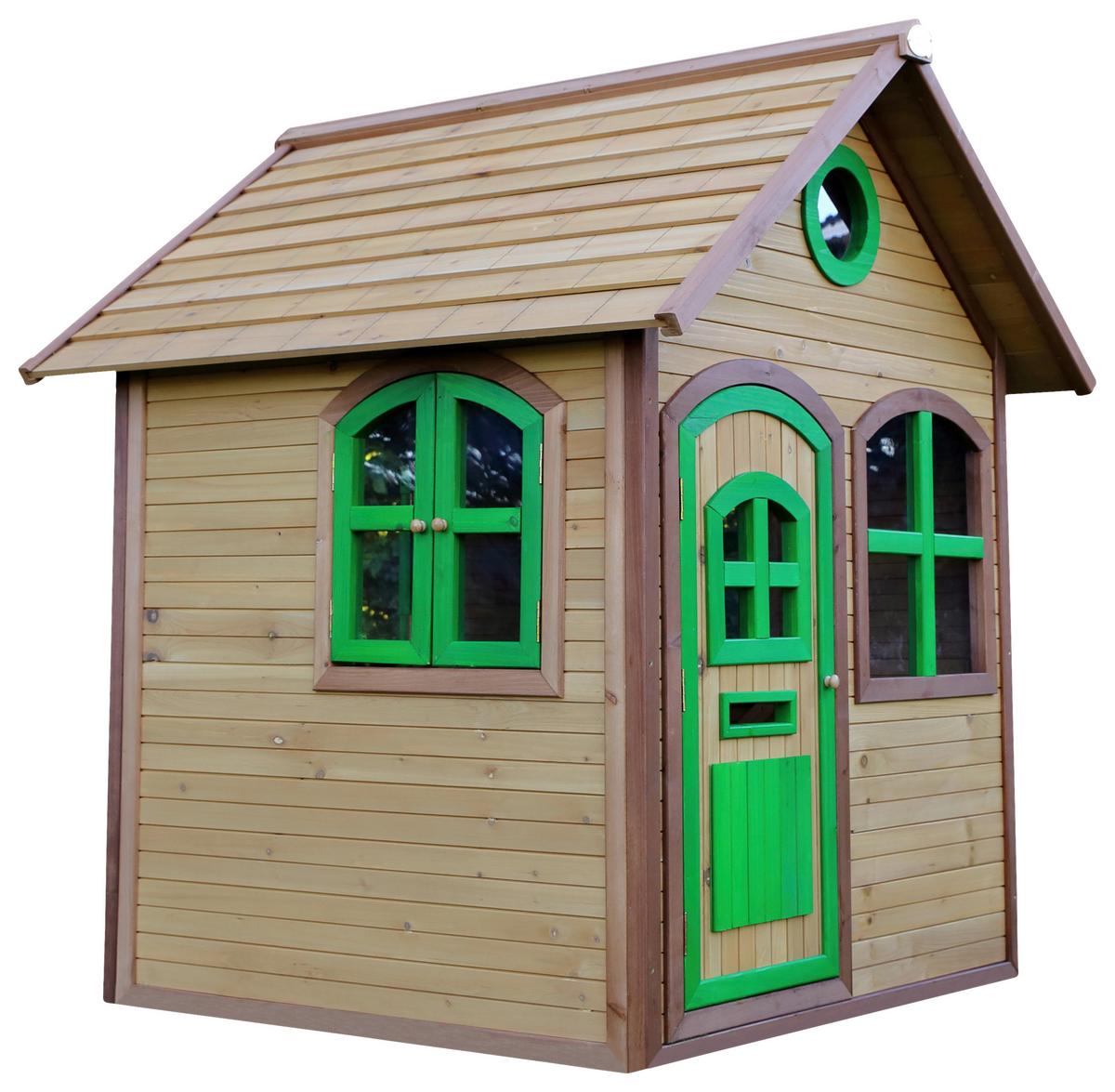Spielhaus Julia Braun/Grün B: 137 cm - Braun/Grün, KONVENTIONELL, Holz (137/175/151cm) - Ambia Garden